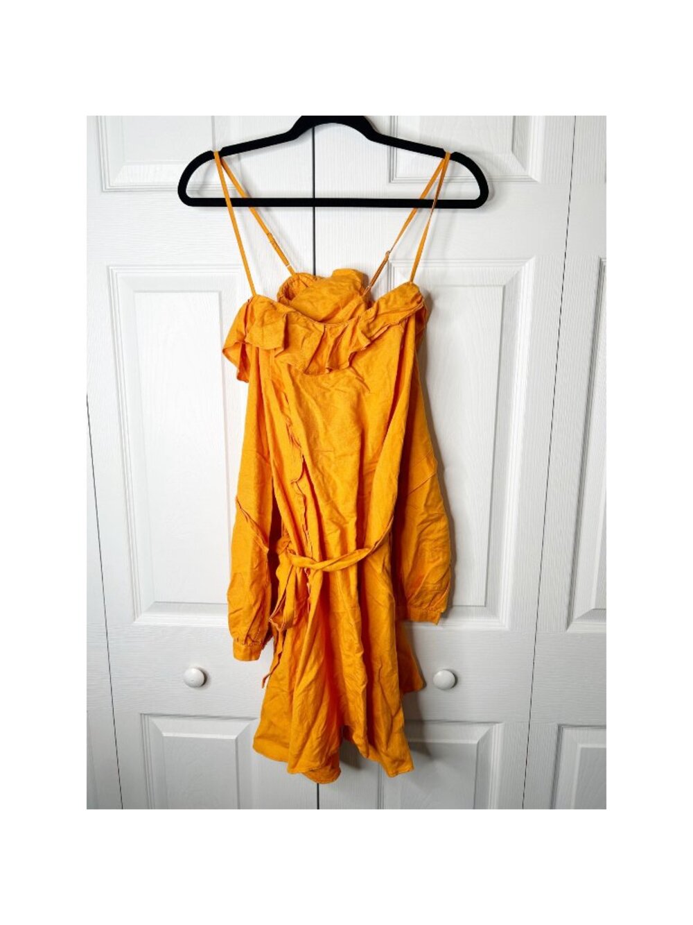 Marissa Webb Collective Orange Cold Shoulder Ruffle Mini Dress Women's Size 6